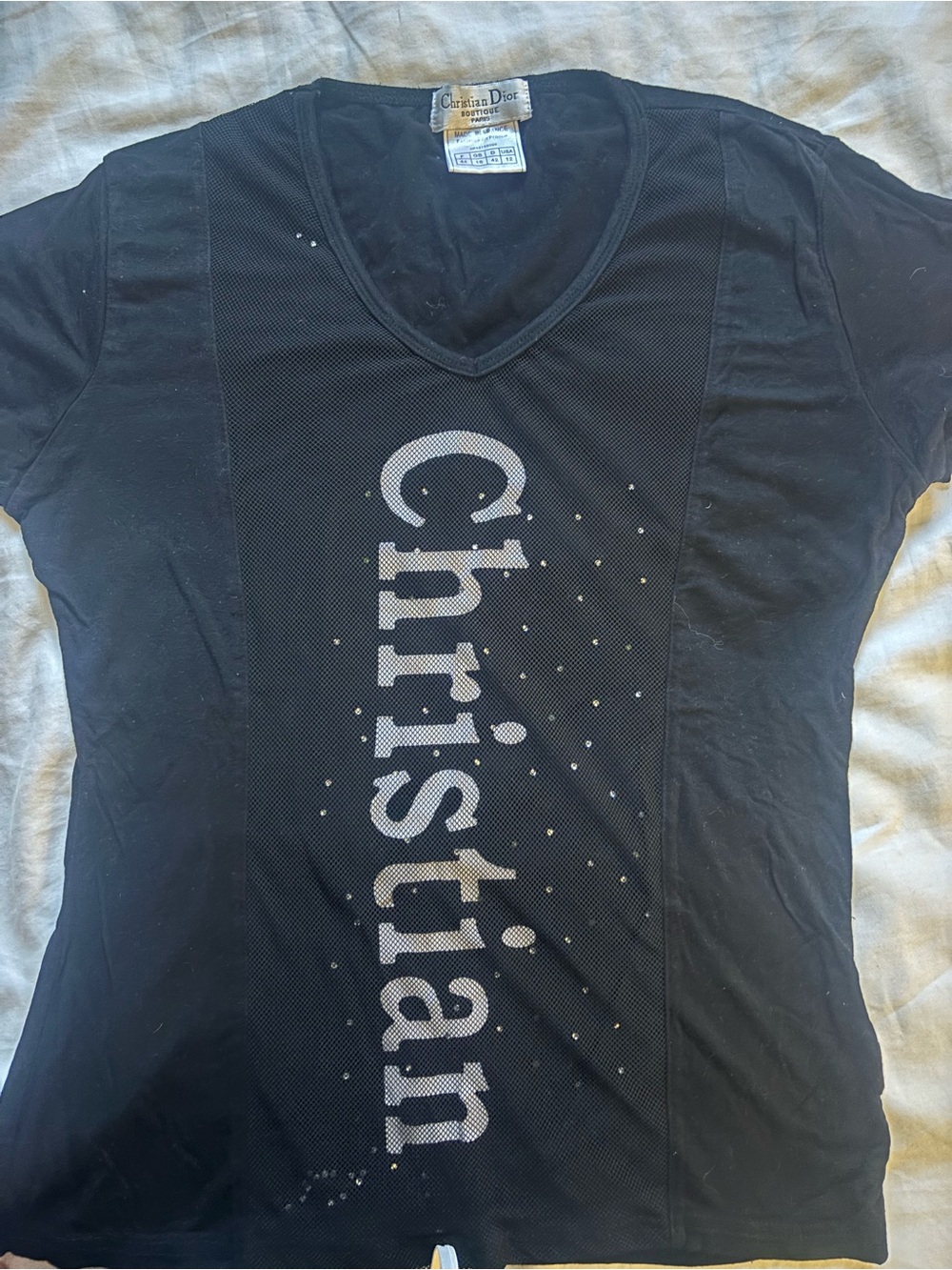 Dior Black Logo V-Neck Tee